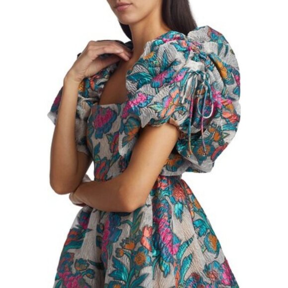 Elliatt Vespera Floral Jacquard Mini Dress Size Small Multi - Picture 3 of 7